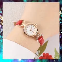 レッド　腕時計 金 大人の通勤や会社 通学 デートにも シンプルでかわいいカジュアルなクオーツ 全国送料無料 新品 未使用品 安い 追跡なし
