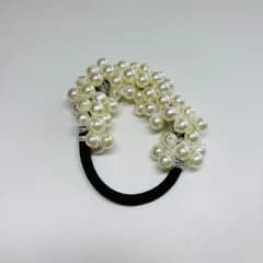 ヘアゴム　ボリュームパール　ホワイト