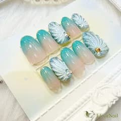 【現品】ネイルチップ　水色　マーメイド　夏ネイル