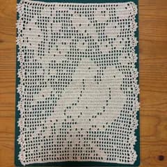ハンドメイド　レース編み　編み物　ドイリー　鳥と木の実