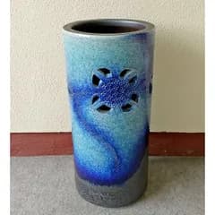 陶器傘立て　トルコ青あじさい彫傘立　信楽焼　傘立て　おしゃれ　アンブレラスタンド　B035-05