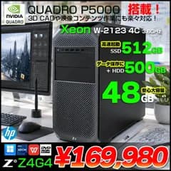 HP Z4G4 ワークステーション Workstation NVIDIA Quadro P5000 16G 搭載 Win11 Office [Xeon(W-2123)4C-3.6GHz 48GB SSD512GB+HDD500GB マルチ]:アウトレット