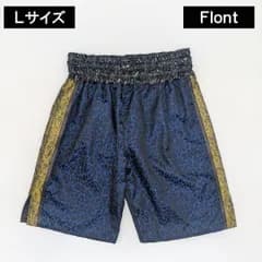 試合用の衣装に！【ヒョウ柄のボクシングトランクス(裏地付き)】 (メンズLサイズ) ハンドメイド お得なクーポン利用可♪