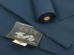 平和屋着物＊夏物　お召　男性　反物　着尺　風隆　紺色　川幡織物謹製　逸品　未使用　DABD8334zzz