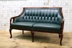 GMJK124A○maruni / マルニ ブリティッシュコレクション 2人掛けソファ ラブソファ 本革 ダークグリーン 英国クラシック