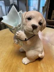 仔犬のブーケ　一輪挿し　レトリバー・いぬ・イヌ