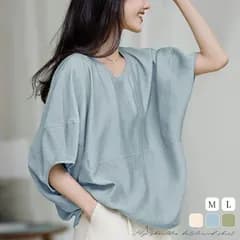 人気商品 トップス カットソー レディース 接触冷感 チュニック ブラウス Tシャツ プルオーバー 半袖 ドルマンスリーブ ドロップショルダー 立体感 無地 冷感 夏 カジュアル 体型カバー 大きいサイズ 無地