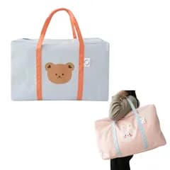 お昼寝 布団 バッグ 収納袋 保育園 羽毛 荷物 入れ物 54cm×40cm×22cm 大容量 防水 ブルー 男の子 トートバッグ 持ち手付き 子供 ぬいぐるみ(ブルー×くま) [並行輸入品] [ブルー×くま]