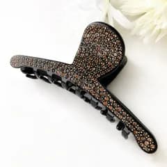 バンスクリップ ロング ブラック ビジュー ブラウン きらめき 上品 ヘアクリップ 大人 エレガント