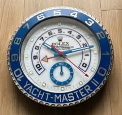 海外販促用ROLEX 掛け時計 ヨットマスター? シルバー/ブルーベゼル