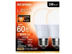 【新品・2営業日で発送】IRISOHYAMA アイリスオーヤマ IRIS 106661 LED電球 E26 全方向 60形相当 電球色 2個セット (LDA7LGW6T102P 1256)