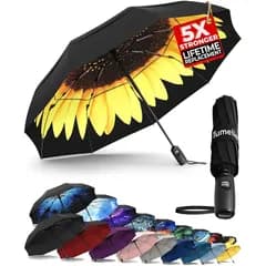 【新品】 【風速112km/hでも壊れない × 生涯交換】 TUMELLA｜最強の折りたたみ傘｜男女兼用・他社比5倍の耐久性・日傘 UPF50+・UVカット最高水準素材・軽量＆防錆ファイバー骨組み・晴雨兼用・片手開閉・おしゃれ内側デザイン（ギフトにも最適） (