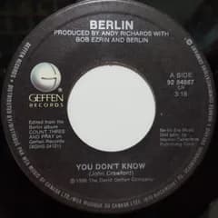 7” Berlin You Dont Know 9284867 Geffen Records /00080