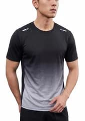 [Coup de Coeur！] ランニング Tシャツ メンズ 半袖 トレーニングウェア グラデーションカラー 吸汗速乾 軽量 反射プリント 通気性 ジム フィットネス (JP, アルファベット, M, グレー) [グレー] [M]