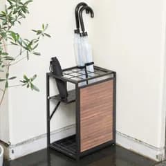 【特価セール】ブラウン ラック 玄関収納 水受け取り外し可能 KAUR-12(BR) 幅31.5×奥行26.5×高さ48.5cm 屋外 12本用 傘たて 折りたたみ可能 軽量 折り畳み傘対応 傘立て 山善(YAMAZEN)