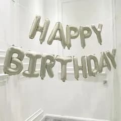 【新着商品】文字 セット (クリームホワイト) 風船 誕生日 BIRTHDAY お祝い HAPPY 飾り付け バルーン 装飾 ハッピーバースデー 飾り FAMULIA