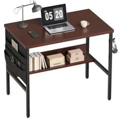 【新着商品】パソコンデスク つくえ ラック付きデスク 幅80cm×奥行50cm 収納袋付き 勉強机 pcデスク デスク 下棚付き学習デスク 学習机 机 作業机 省スペース 収納 YeTom 在宅ワーク 事務机 ダークブラウン