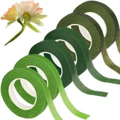 【数量限定】材料 手芸 生け花ツール フラワーアレンジメントキット 花の接着剤 グリーンテープ 花芸飾りセット 園芸用花柱テープ DIY フラワーテープ 横幅1.2CM 花柄テープ 3色 6個セット 全長約27M（グリーンカラー*2pcs+淡いグリーン*2pc