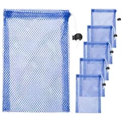 新品 TIXIPEM 6×8インチ ドローストリング付き洗濯用メッシュ袋 [6枚セット] - 洗濯物・石鹸・小物用 コードロック付き耐久性メッシュ袋 [ブルー]