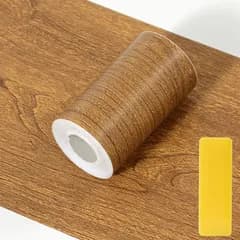 【数量限定】厚手 防カビ シール 巾木 補修 DIY 部屋 リフォーム用 チーク 家具 テーブル 窓枠用リメイクシート ドア用 防水耐熱 賃貸OK マスキングテープ 貼り道具付き のり付き 壁紙シール TACHIO 10cmｘ10m 木目 壁紙
