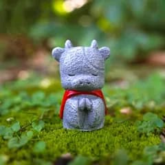 【特価商品】(牛) 神仏像 かわいい御影石 幸せ願い縁の良いおきもお 動物お地蔵さんセット癒し可愛い小型置物祈りお地蔵様おじぞうさま守り神みかげ石 ReemeHi