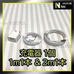 1m 2mケーブル＆充電器セット(計3点) ACアダプター ライトニングケーブル iPhone USB充電器 アイフォン コンセント 純正品同等 充電コード 新品 [Pm]