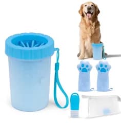 犬用足洗いカップ・足洗い器｜散歩後の足洗い・足拭き・泥落とし・肉球ケア・パウケアに便利なペット用足洗いグッズ 小型犬・中型犬・大型犬対応 ポータブル旅行用犬用品 4点セット