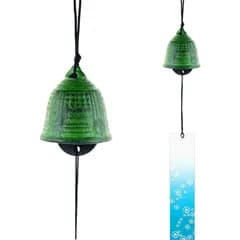新品 BLOOPIC 風鈴 鉄器 多種類から選べる 1個セット ランダム紙短冊付き 屋内外用 おしゃれ 癒し音 金属 鋳鉄 涼しい 清涼 いい音 ウィンドチャイム 夏の風物詩 手作り 和モダン おしゃれ 釣鐘 （古代の時計の緑）