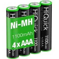【特価セール】4個パック 約1200回使用可能 高容量1100mAh ソーラーライトよう ニッケル水素電池 1.2V 単4 ni-mh 充電池 aaa HiQuick 単四