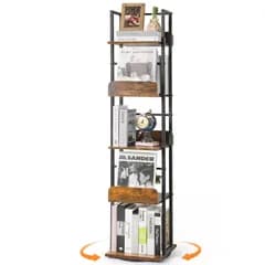 【特価セール】省スペース タワーシェルフ 隙間収納 縦長 ブックラック 耐荷重16kg 鉄製フレーム 木製棚板 ブックタワー 組立簡単 おしゃれ 5段 ブックシェルフ 書籍・漫画・雑誌・絵本をすっきり収納 コンパクト スリム 大容量 直径30CM*高さ147C