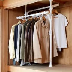 【新着商品】(幅73-120×奥行35×高さ88-124㎝) 伸縮 突っ張り ハンガーラック ワンタッチで設置可能 組立品 押し入れ ホワイト 山善(YAMAZEN) WJO-717(WH)
