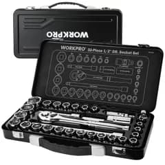 WORKPRO ソケットレンチセット 差込角12.7mm 32点セット ガレージツールセット クイックリリースラチェットハンドル 鉄製収納ケース付き バイク 自動車整備 工具セット 国内発送
