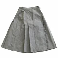 Brooks Brothers ブルックスブラザーズ スカート グレン チェック ラップ ミモレ丈 フリンジ 巻き タック ボトムス 日本製 グレー 9号【M】 レディース 【中古】