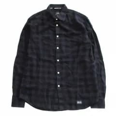 ARMANI EXCHANGE アルマーニエクスチェンジ AX 長袖シャツ ギンガム チェック ネルシャツ フランネル カットソー トップス ネイビー M メンズ 【中古】