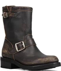 フライ レディース シューズ ブーツ・レインブーツ レザー Frye Viv Leather Buckle Hardware Short Engineer Booties Distressed Black ブラック