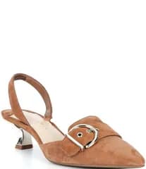 アレックスマリー レディース シューズ ヒール スエード Alex Marie Zell Suede Buckle Ornament Slingback Pumps Ibiza Nude
