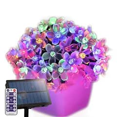 電光ホーム ソーラー LED イルミネーション ストレート 桜 ライト [ 8パターン 点灯/リモコン付属 / 15m 100球 ] 屋外 防水 防雨 ガーデン DIY (レインボー) 国内発送