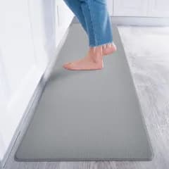 防汚 低反発 はっ水 120 クッション グレー フカフカ 洗濯いらず 踏み心地いい 厚さ8ｍｍ 台所 拭ける キッチンマット さっと拭くだけ Home Baibu