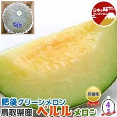 ペルル メロン（ 肥後グリーンメロン 鳥取県産）4Lサイズ 4玉入 茶箱 高糖度 マスクメロン ネットメロン ギフト 贈物 フルーツ 夏ギフト お中元