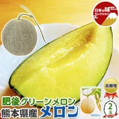 肥後 グリーン メロン  2玉入 熊本県産 化粧箱｜父の日 フルーツ お中元 お見舞い お供え 高級果物 贈答用 ギフト 