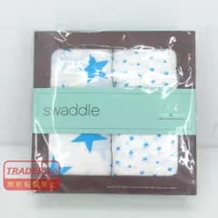 05w21643 【おくるみセット】Aden+anais swaddle スワドル 2枚セット 星柄 ブルー  ギフトセット  小物  【中古品】