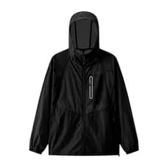 【新品】 [Vasarhely] UVカット パーカー 男女兼用 メンズ レディース 冷感 軽量 薄手 撥水 通気 フード付き 反射テープ付き 夜間反射機能 アウトドア 自転車 通勤 登山(L ブラック)