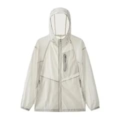 【新品】 [Vasarhely] UVカット パーカー 男女兼用 メンズ レディース 冷感 軽量 薄手 撥水 通気 フード付き 反射テープ付き 夜間反射機能 アウトドア 自転車 通勤 登山(XL アイボリー)