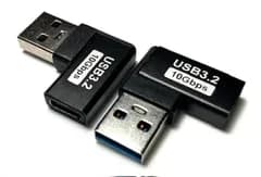 Access 【 左L型 10Gbps 】USB-C メス to USB-A オス 変換アダプタ 10Gbps USB3.2 Gen2 高速転送 左L字型コネクタ TypeC メス - Type-A オス + マイクロファイバークロス付き EC82-1+1P（
