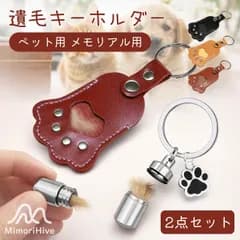 ペット 遺毛キーホルダー カプセル 手元供養 遺髪 遺骨 遺灰 ひげ 歯 爪 毛髪 ケース メモリアル用品 手形 足形 肉球 犬 猫 うさぎ 小動物 仏具 仏壇 本革 ステンレス 携帯 持ち歩き お守り メモリアルグッズ 大切なペット 2点セット