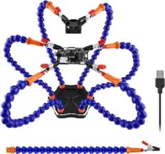 N★多機能はんだツール アップグレード フレキシブルヘルプハンドハンダ はんだ付けステーション 溶接修理フレーム はんだ付け道具 6手を助ける 360度回転クリップ DCファン 489bd3af