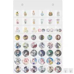 【新品】 MuGaoDee 缶バッジ収納ファイル 壁掛け ウォールポケット 48枚収納 大容量 缶バッジ アクリルキーホルダー ラバーストラップ 缶バッジディスプレイ 省スペース 推し活 32mm/44mm/57mm/65mm/75mm 収納(缶バッジ収納 0
