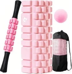 フォームローラー 筋膜ローラー 筋膜リリース 4in1セット DPEAN ストレッチローラー 筋膜リリース ヨガポール トリガーポイント マッサージボール ストレッチ器具 ローラー ショート ハーフ エクササイズ トレーニング 器具 収納袋付き...(カラー: