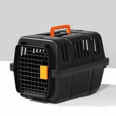 ペットキャリー クレート 小型犬～中型犬用 Mサイズ ブラック ハードキャリー 通気性良好 取っ手付き 幅35×奥行50×高さ34.2cm HKX07i