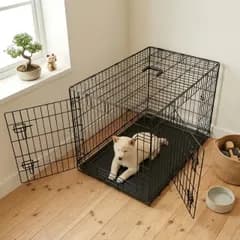 N&S ペットケージ L 90×56×62cm 折りたたみ式 トレー付き 持ち手付き 室内外兼用 犬 猫 中型犬 小動物 工具不要 スチール ブラック | ペットケージ・室内外兼用・折りたたみ式・収納便利・トレー付き・掃除しやすい・犬・猫・小動物・中型犬対応i